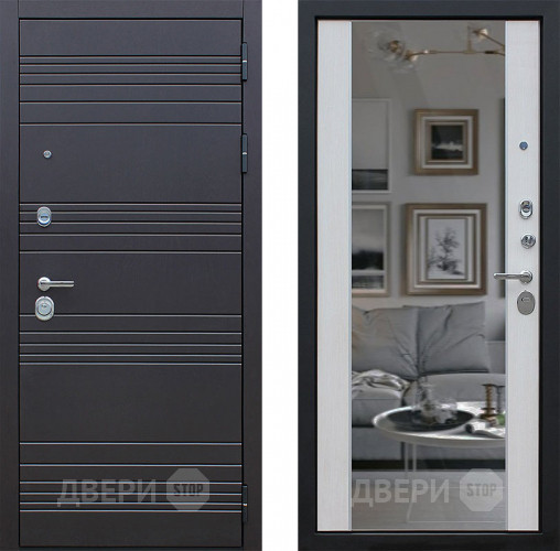 Входная металлическая Дверь АСД Дуэт с зеркалом Лиственница белая в Лосино-Петровский