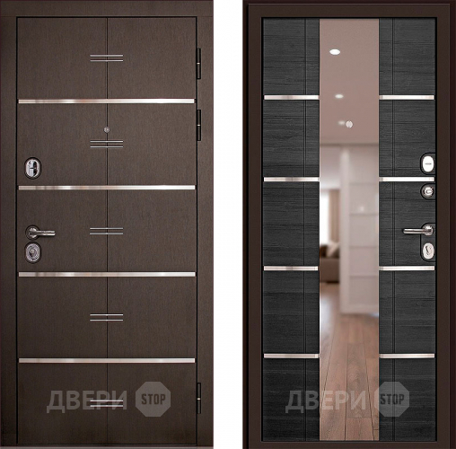 Входная металлическая Дверь (Дверной Континент) Савона с зеркалом Венге в Лосино-Петровский