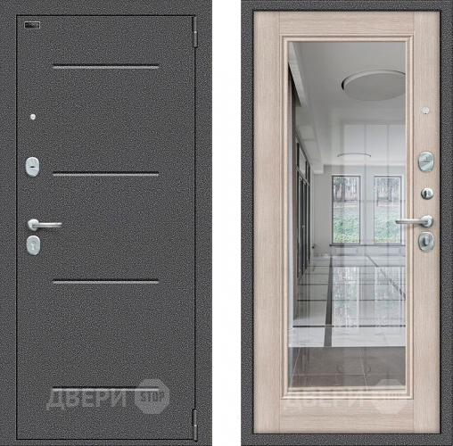 Входная металлическая Дверь Bravo Porta S-2 104/П61 с зеркалом Капучино в Лосино-Петровский