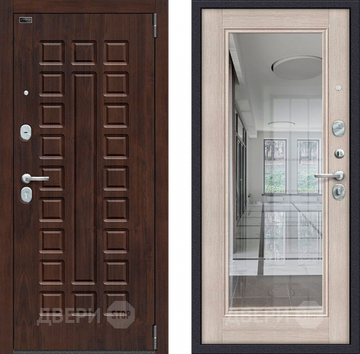 Входная металлическая Дверь Bravo Porta S-3 51/П61 с зеркалом Капучино в Лосино-Петровский