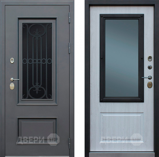 Входная металлическая Дверь АСД Аляска с окном и лазерной резкой в Лосино-Петровский