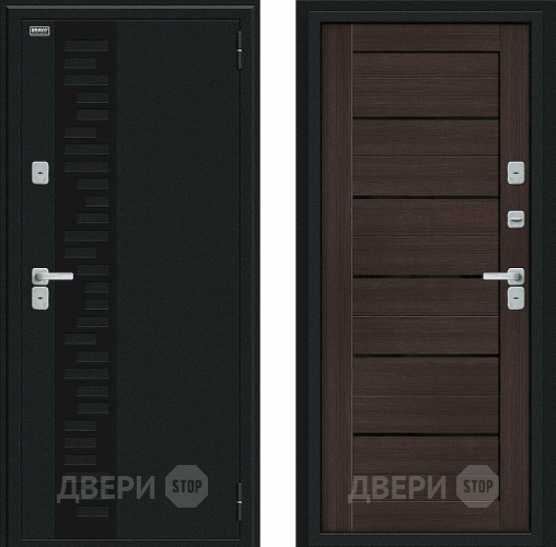 Входная металлическая Дверь Bravo Thermo Техно Декор Букле черное/Wenge Veralinga в Лосино-Петровский