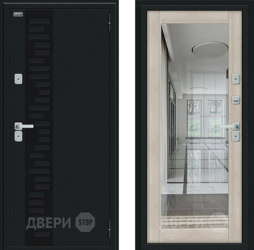 Входная металлическая Дверь Bravo Thermo Флэш Декор Букле черное/Cappuccino Veralinga в Лосино-Петровский