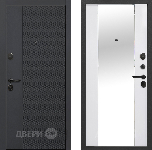 Входная металлическая Дверь Флорида Зеркало Фацет Эммалит Белый в Лосино-Петровский