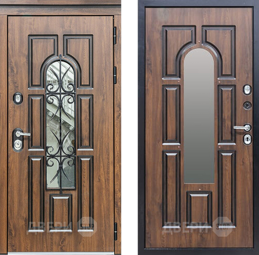 Дверь Сударь МХ-32 Винорит Темный Дуб с Ковкой и окном в Лосино-Петровский