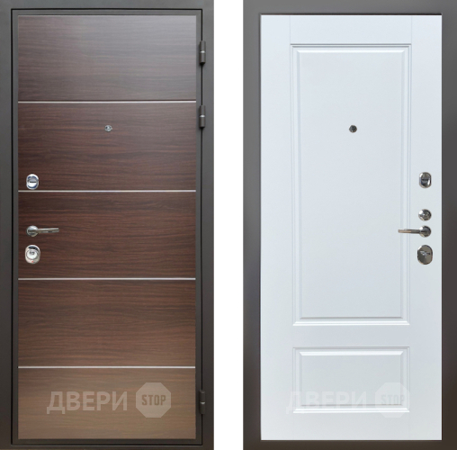 Входная металлическая Дверь Шелтер (SHELTER) Комфорт Венге структурный горизонт 4 Белый матовый в Лосино-Петровский
