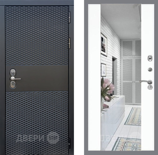 Входная металлическая Дверь Стоп БЛЭК CISA Зеркало СБ-16 Силк Сноу в Лосино-Петровский