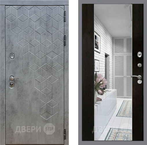 Входная металлическая Дверь Стоп БЕТОН Зеркало СБ-16 Венге в Лосино-Петровский