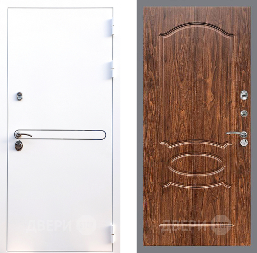 Входная металлическая Дверь Стоп Лайн Вайт ФЛ-128 орех тисненый в Лосино-Петровский