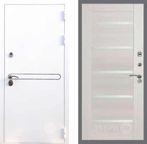 Входная металлическая Дверь Стоп Лайн Вайт СБ-14 Лиственница беж в Лосино-Петровский