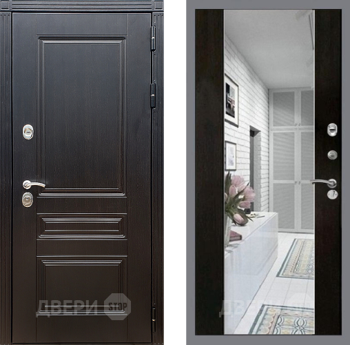 Входная металлическая Дверь Стоп МЕГАПОЛИС Зеркало СБ-16 Венге в Лосино-Петровский