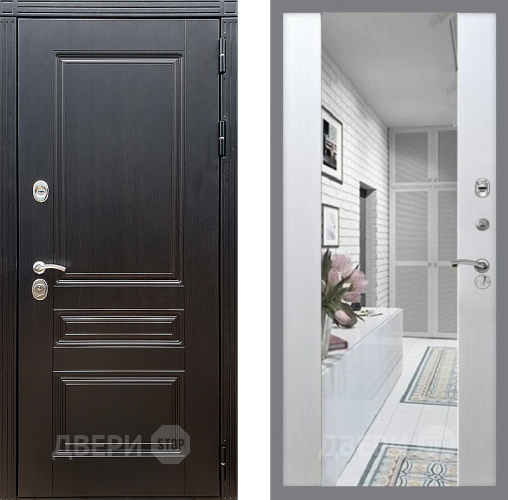 Входная металлическая Дверь Стоп МЕГАПОЛИС Зеркало СБ-16 Лиственница беж в Лосино-Петровский