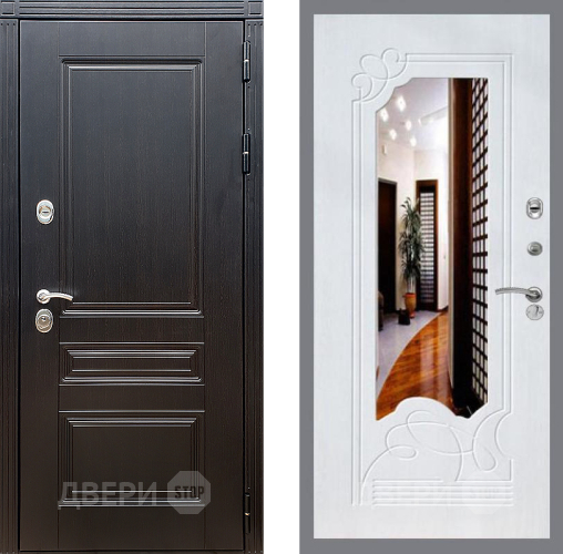 Входная металлическая Дверь Стоп МЕГАПОЛИС ЗкркалоФЛ-147 Ясень белый в Лосино-Петровский