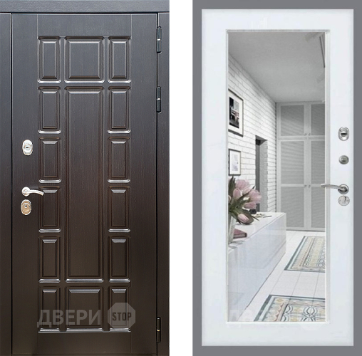 Входная металлическая Дверь Стоп НЬЮ ЙОРК Зеркало Белый ясень в Лосино-Петровский