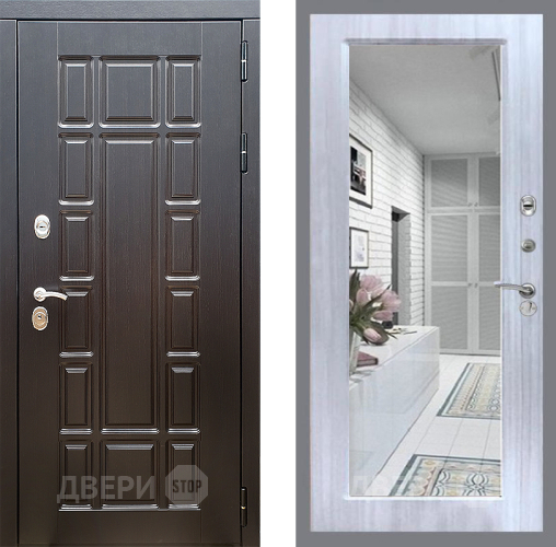 Входная металлическая Дверь Стоп НЬЮ ЙОРК Зеркало Сандал белый в Лосино-Петровский