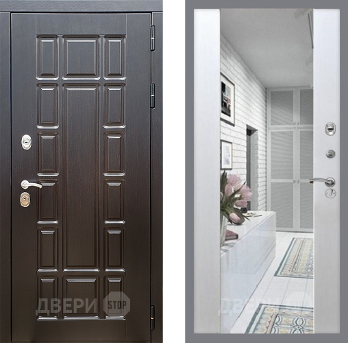 Входная металлическая Дверь Стоп НЬЮ ЙОРК Зеркало СБ-16 Лиственница беж в Лосино-Петровский