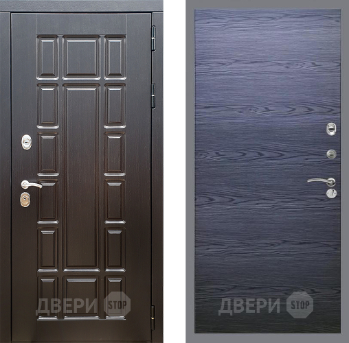 Входная металлическая Дверь Стоп НЬЮ ЙОРК Гладкая Дуб тангенальный черный в Лосино-Петровский