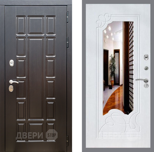 Входная металлическая Дверь Стоп НЬЮ ЙОРК ЗкркалоФЛ-147 Ясень белый в Лосино-Петровский