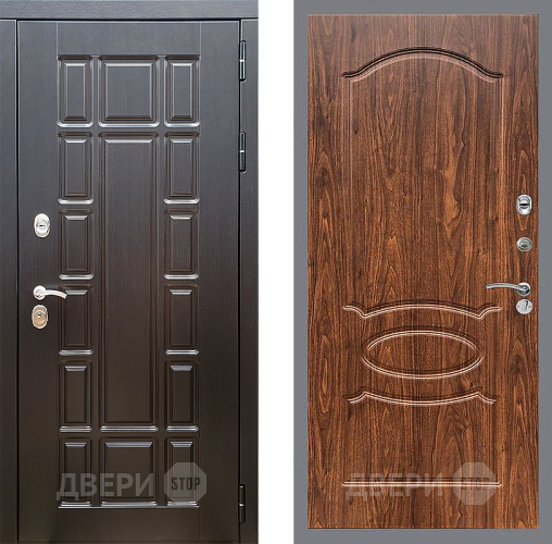 Входная металлическая Дверь Стоп НЬЮ ЙОРК ФЛ-128 орех тисненый в Лосино-Петровский