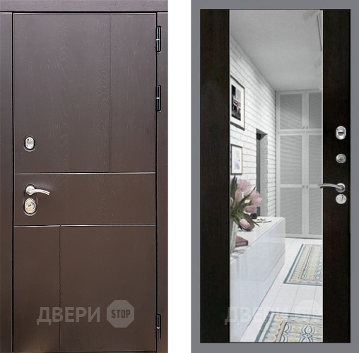 Входная металлическая Дверь Стоп УРБАН Зеркало СБ-16 Венге в Лосино-Петровский
