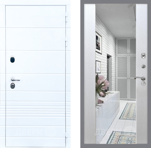 Входная металлическая Дверь Стоп ТРЕНДО Зеркало СБ-16 Лиственница беж в Лосино-Петровский