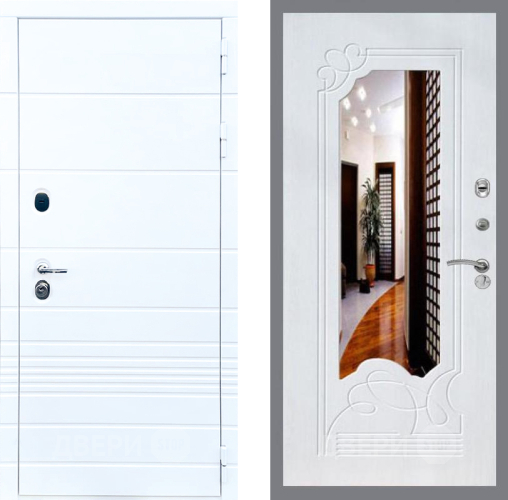 Входная металлическая Дверь Стоп ТРЕНДО ЗкркалоФЛ-147 Ясень белый в Лосино-Петровский