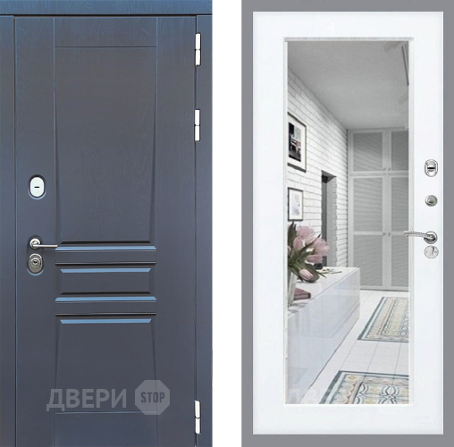 Входная металлическая Дверь Стоп ПЛАТИНУМ Зеркало Силк Сноу в Лосино-Петровский