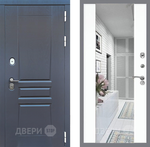 Входная металлическая Дверь Стоп ПЛАТИНУМ Зеркало СБ-16 Силк Сноу в Лосино-Петровский