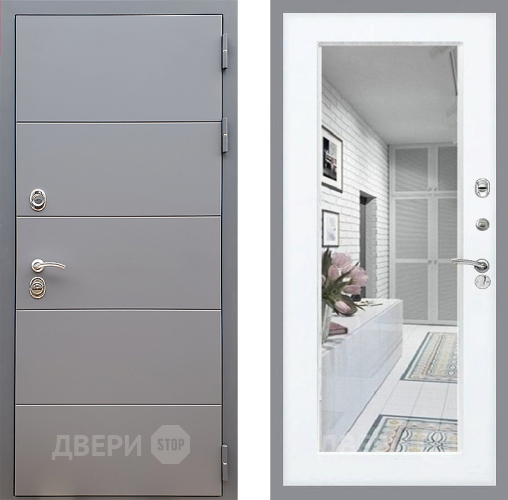 Входная металлическая Дверь Стоп АРТ ГРАФИТ Зеркало Силк Сноу в Лосино-Петровский