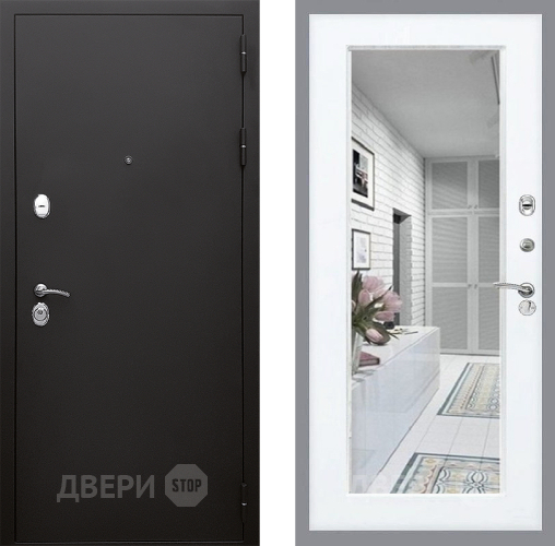 Входная металлическая Дверь Стоп КЛАССИК Шагрень Зеркало Силк Сноу в Лосино-Петровский