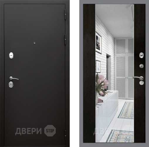 Входная металлическая Дверь Стоп КЛАССИК Шагрень Зеркало СБ-16 Венге в Лосино-Петровский