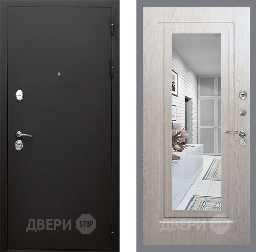 Дверь Стоп КЛАССИК Шагрень Зеркало ФЛ-120 Беленый дуб в Лосино-Петровский