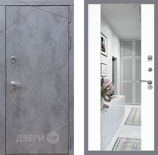 Входная металлическая Дверь Стоп Лучи Зеркало СБ-16 Силк Сноу в Лосино-Петровский