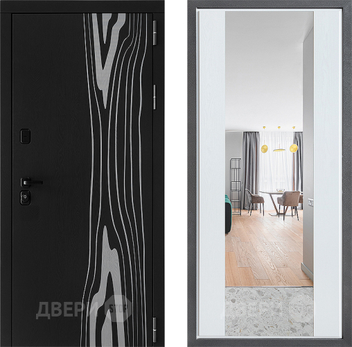 Входная металлическая Дверь Дверной континент ДК-12 ФЛЗ-1 Зеркало Белое дерево в Лосино-Петровский