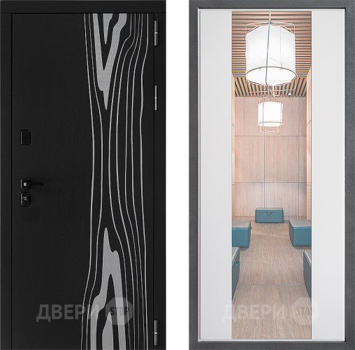 Входная металлическая Дверь Дверной континент ДК-12 ФЛЗ-1 Зеркало Белый софт в Лосино-Петровский