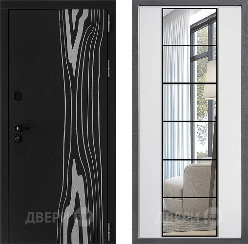 Входная металлическая Дверь Дверной континент ДК-12 ФЛЗ-2 Зеркало Белый софт в Лосино-Петровский