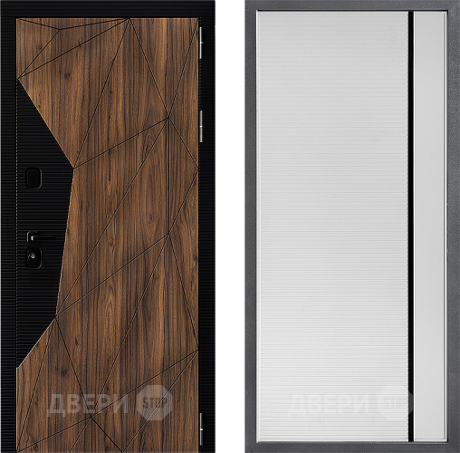 Входная металлическая Дверь Дверной континент ДК-11 ФЛ-757 Черное Стекло Софт милк в Лосино-Петровский