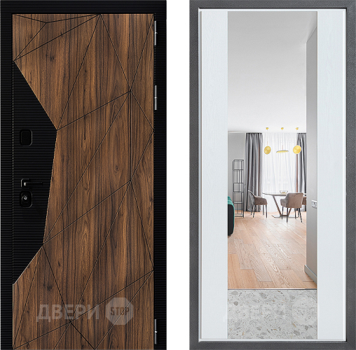 Входная металлическая Дверь Дверной континент ДК-11 ФЛЗ-1 Зеркало Белое дерево в Лосино-Петровский