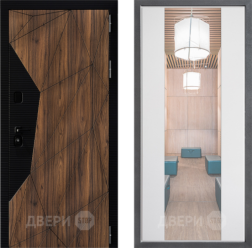 Входная металлическая Дверь Дверной континент ДК-11 ФЛЗ-1 Зеркало Белый софт в Лосино-Петровский