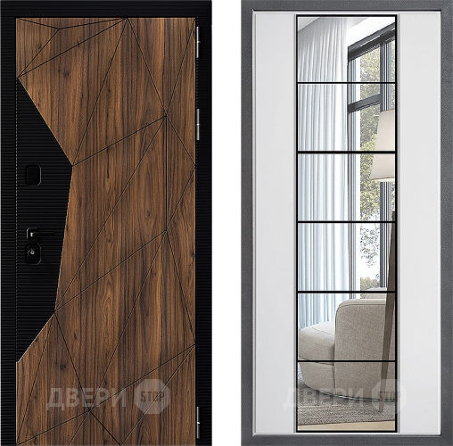 Входная металлическая Дверь Дверной континент ДК-11 ФЛЗ-2 Зеркало Белый софт в Лосино-Петровский