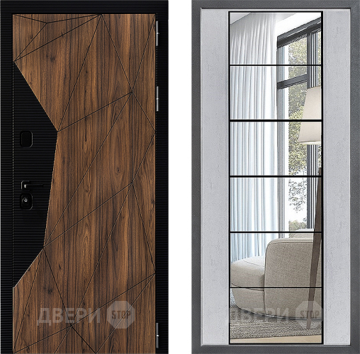 Дверь Дверной континент ДК-11 ФЛЗ-2 Зеркало Бетон светлый в Лосино-Петровский