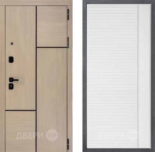 Входная металлическая Дверь Дверной континент ДК-14 ФЛ-757 Белое Стекло Софт милк в Лосино-Петровский