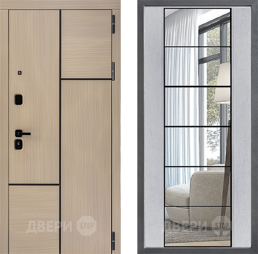 Дверь Дверной континент ДК-14 ФЛЗ-2 Зеркало Бетон светлый в Лосино-Петровский