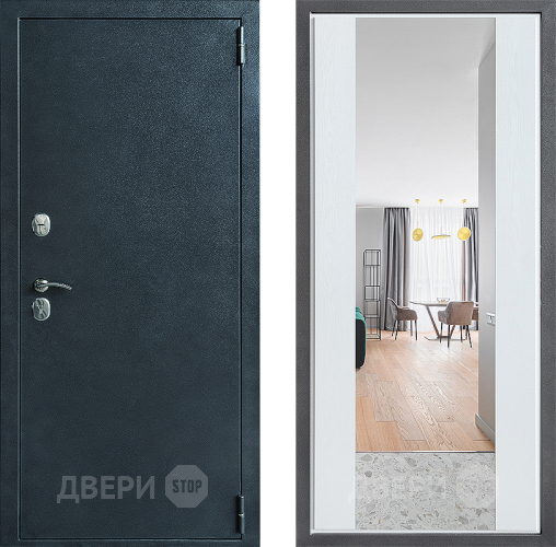 Дверь Дверной континент ДК-70 Дизайн ФЛЗ-1 Зеркало Белое дерево в Лосино-Петровский