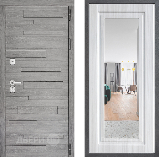 Входная металлическая Дверь Дверной континент ДК-10 ФЛЗ Зеркало Сандал белый в Лосино-Петровский