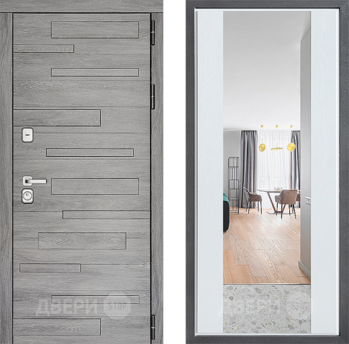 Входная металлическая Дверь Дверной континент ДК-10 ФЛЗ-1 Зеркало Белое дерево в Лосино-Петровский