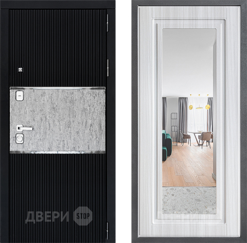 Входная металлическая Дверь Дверной континент ДК-13 ФЛЗ Зеркало Сандал белый в Лосино-Петровский