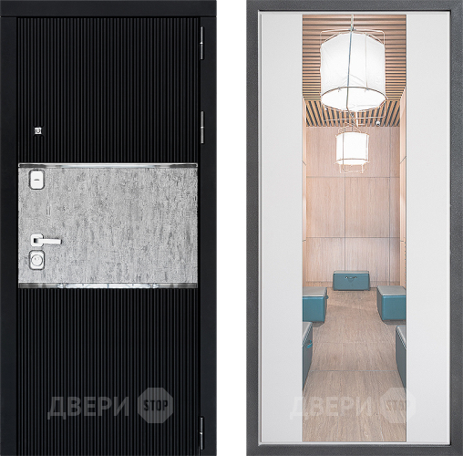 Входная металлическая Дверь Дверной континент ДК-13 ФЛЗ-1 Зеркало Белый софт в Лосино-Петровский