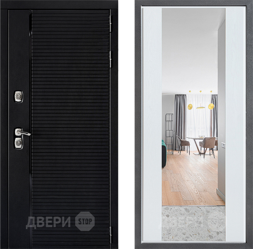 Входная металлическая Дверь Дверной континент ДК-1 ФЛЗ-1 Зеркало Белое дерево в Лосино-Петровский