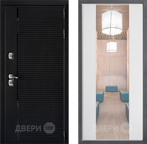 Входная металлическая Дверь Дверной континент ДК-1 ФЛЗ-1 Зеркало Белый софт в Лосино-Петровский